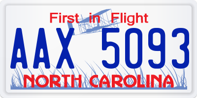 NC license plate AAX5093