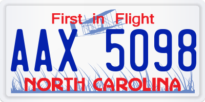 NC license plate AAX5098