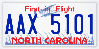NC license plate AAX5101