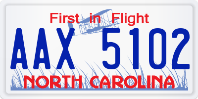 NC license plate AAX5102