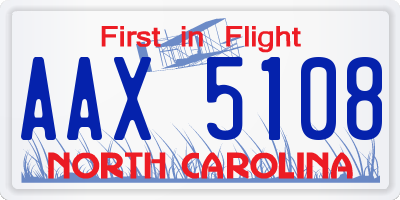 NC license plate AAX5108