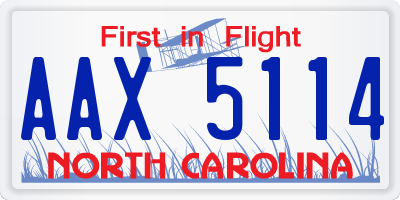 NC license plate AAX5114