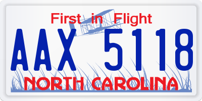NC license plate AAX5118
