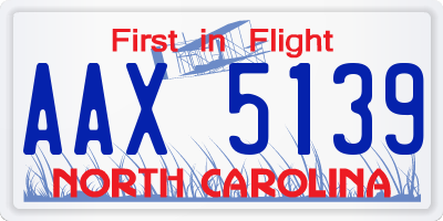 NC license plate AAX5139