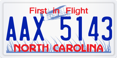 NC license plate AAX5143