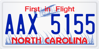 NC license plate AAX5155