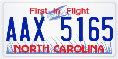 NC license plate AAX5165