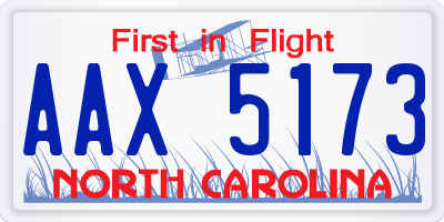 NC license plate AAX5173