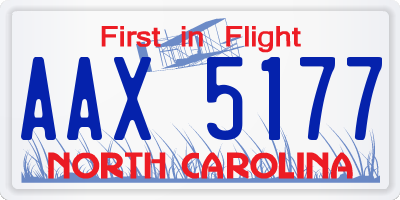 NC license plate AAX5177