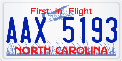 NC license plate AAX5193