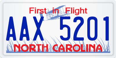 NC license plate AAX5201
