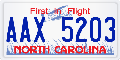 NC license plate AAX5203
