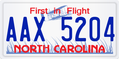 NC license plate AAX5204