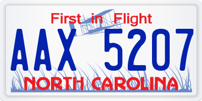 NC license plate AAX5207
