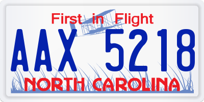 NC license plate AAX5218