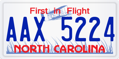 NC license plate AAX5224