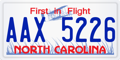 NC license plate AAX5226
