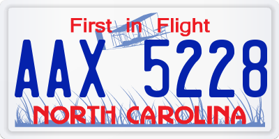 NC license plate AAX5228