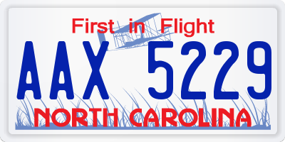 NC license plate AAX5229