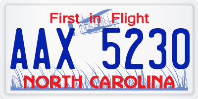 NC license plate AAX5230