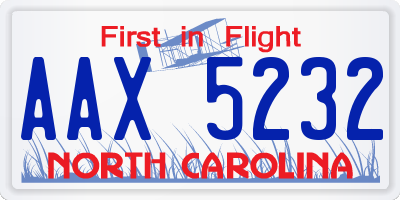 NC license plate AAX5232