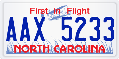 NC license plate AAX5233
