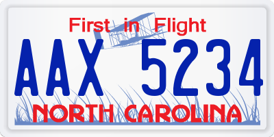NC license plate AAX5234