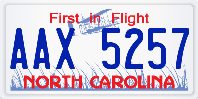 NC license plate AAX5257