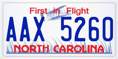 NC license plate AAX5260