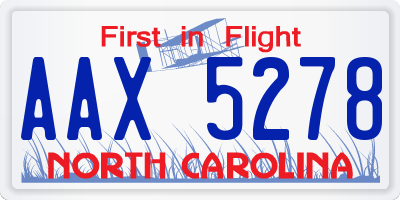 NC license plate AAX5278