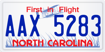 NC license plate AAX5283