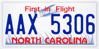 NC license plate AAX5306