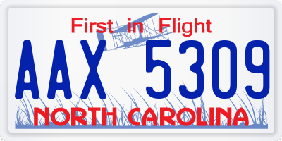 NC license plate AAX5309