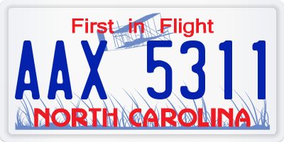 NC license plate AAX5311