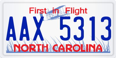 NC license plate AAX5313