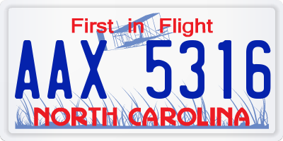 NC license plate AAX5316
