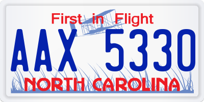 NC license plate AAX5330