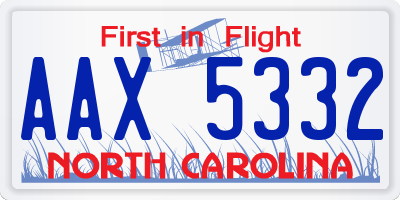 NC license plate AAX5332