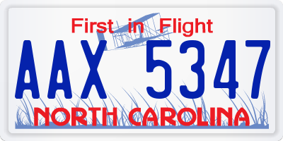 NC license plate AAX5347