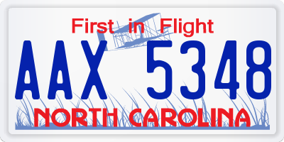 NC license plate AAX5348