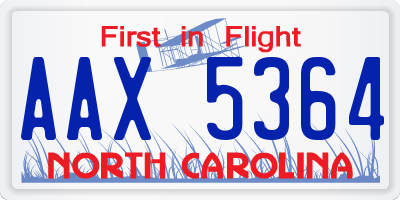 NC license plate AAX5364