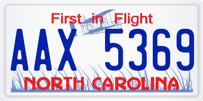 NC license plate AAX5369