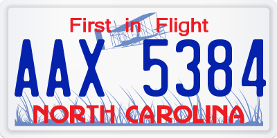 NC license plate AAX5384