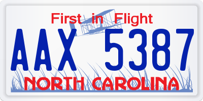 NC license plate AAX5387