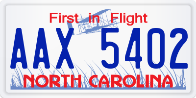 NC license plate AAX5402