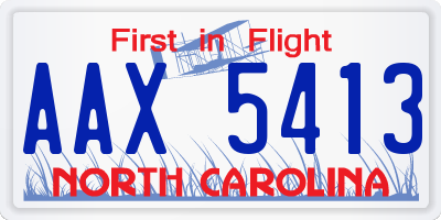 NC license plate AAX5413