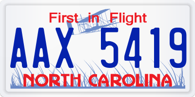 NC license plate AAX5419