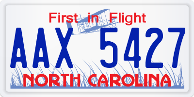 NC license plate AAX5427