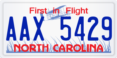 NC license plate AAX5429