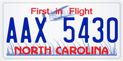 NC license plate AAX5430